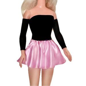 Black cotton top & pink satin Mini Skirt for My Size Barbie Doll 36" New